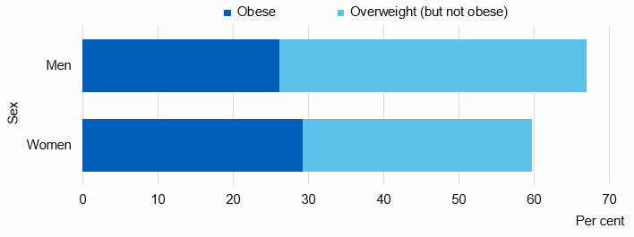 Chart showing adult obesity prevalence by sex