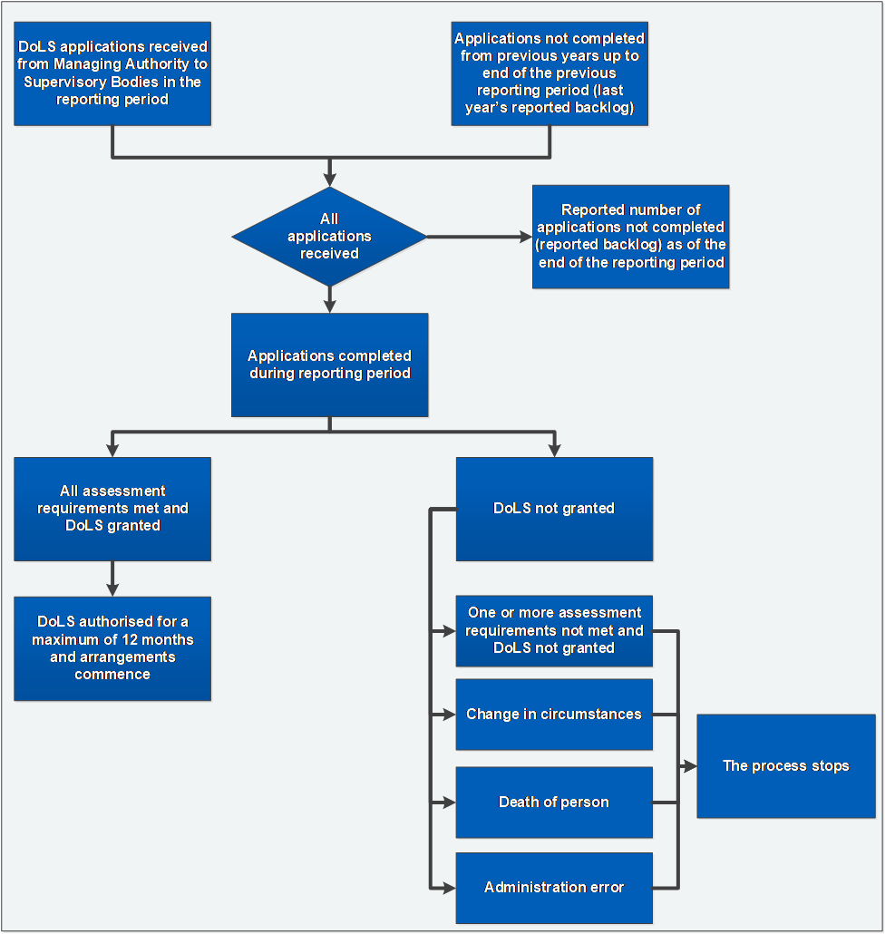 Flow chart outlining the DoLS cases included in this publication