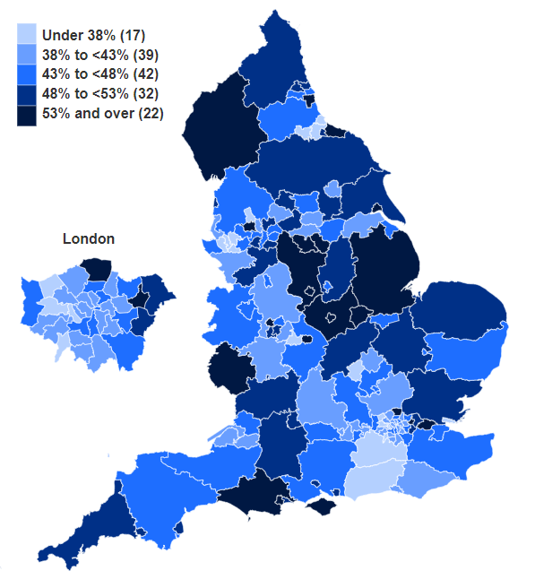 Map showing LARC uptake by Local Authority (LA)