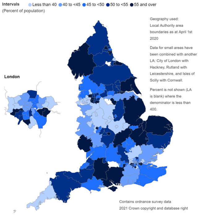 Map showing LARC uptake by Local Authority (LA)