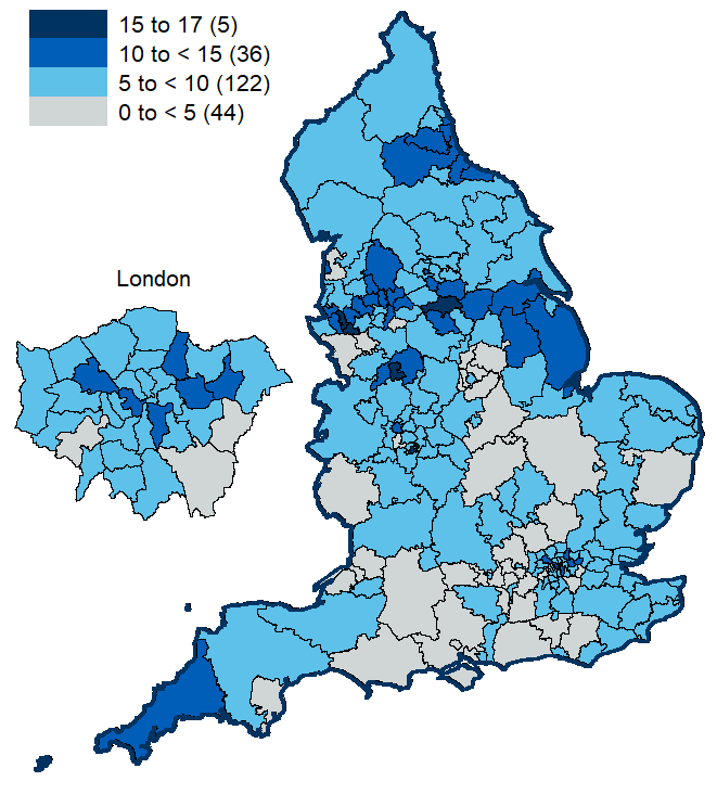 Map showing prescriptions per 100,000