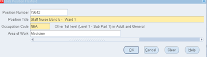 Position flexi field with position title and occupation code highlighted