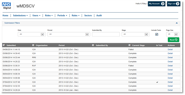 wMDSCV include tests submitted screen