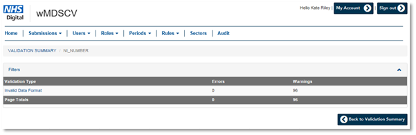 wMDSCV validation type invalid date format message
