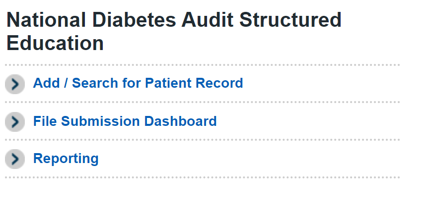 NDA structured education CAP page displaying file submission dashboard link