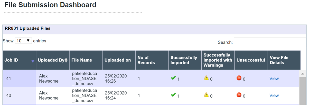 File Submission Dashboard