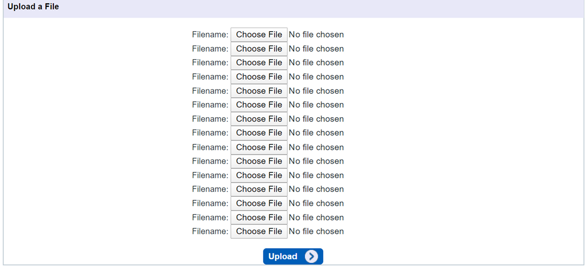 example list of previously updated submitted files to the file submission dashboard