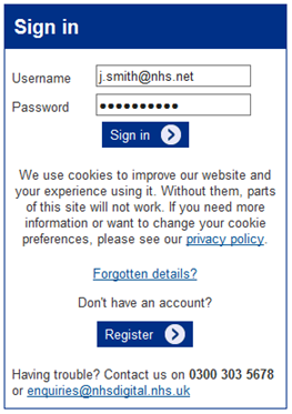 Clinical Audit Platform sign in screen