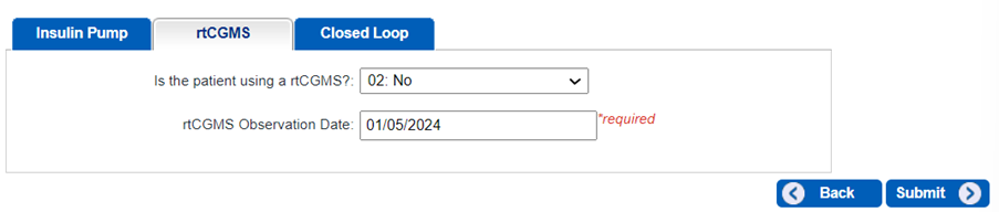 rtCGMS tab - if no is selected