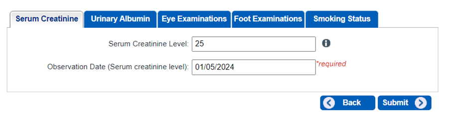 Serum Creatinine tab