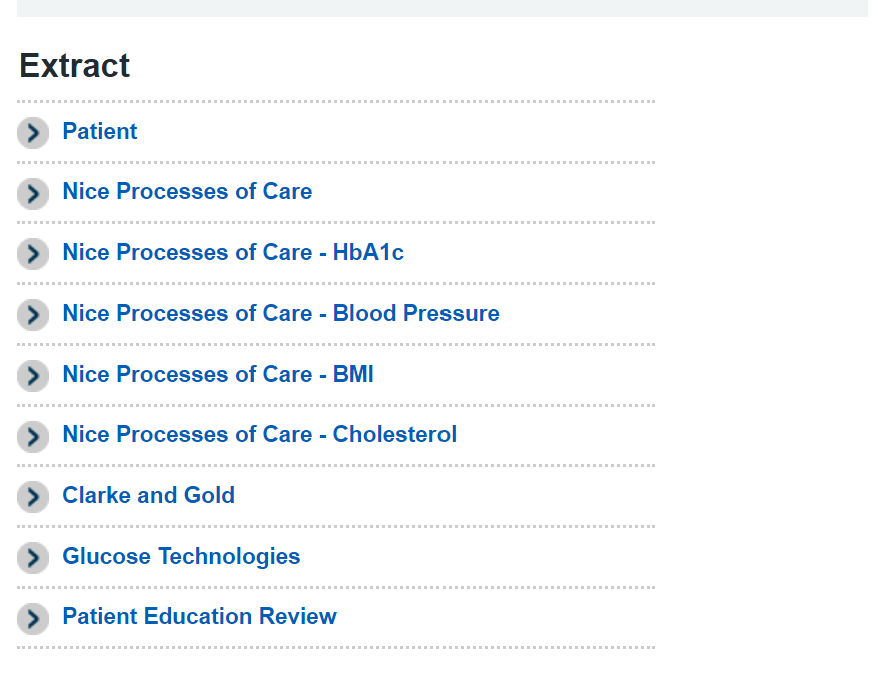 Image showing list of available reports