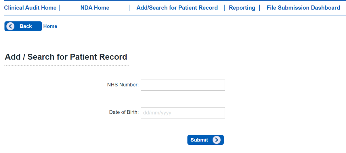 Image showing patient search screen
