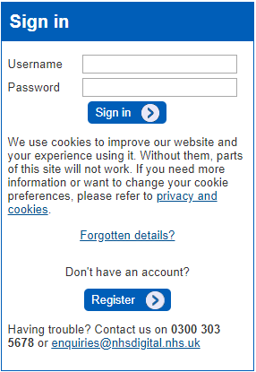 Clinical Audit Platform sign in box