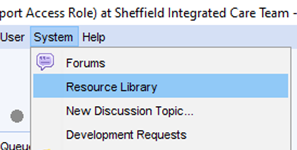 SystmOne resource library screen