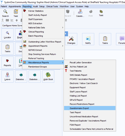 Reporting screen with Miscellaneous Reports highlighted
