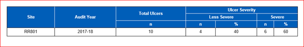 Image of an ulcer serverity Clinical Audit Platform report