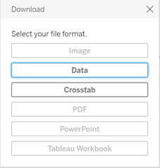 Download menu with Data option