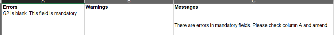 Data collection template: check validation errors