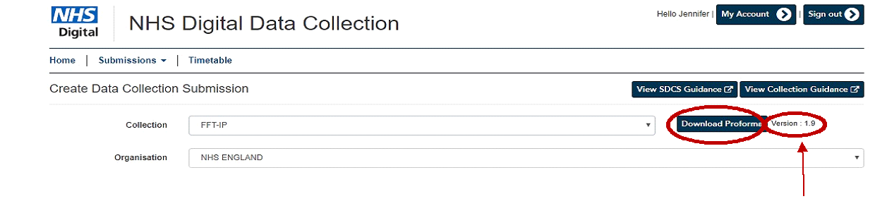 SDCS download proforma button