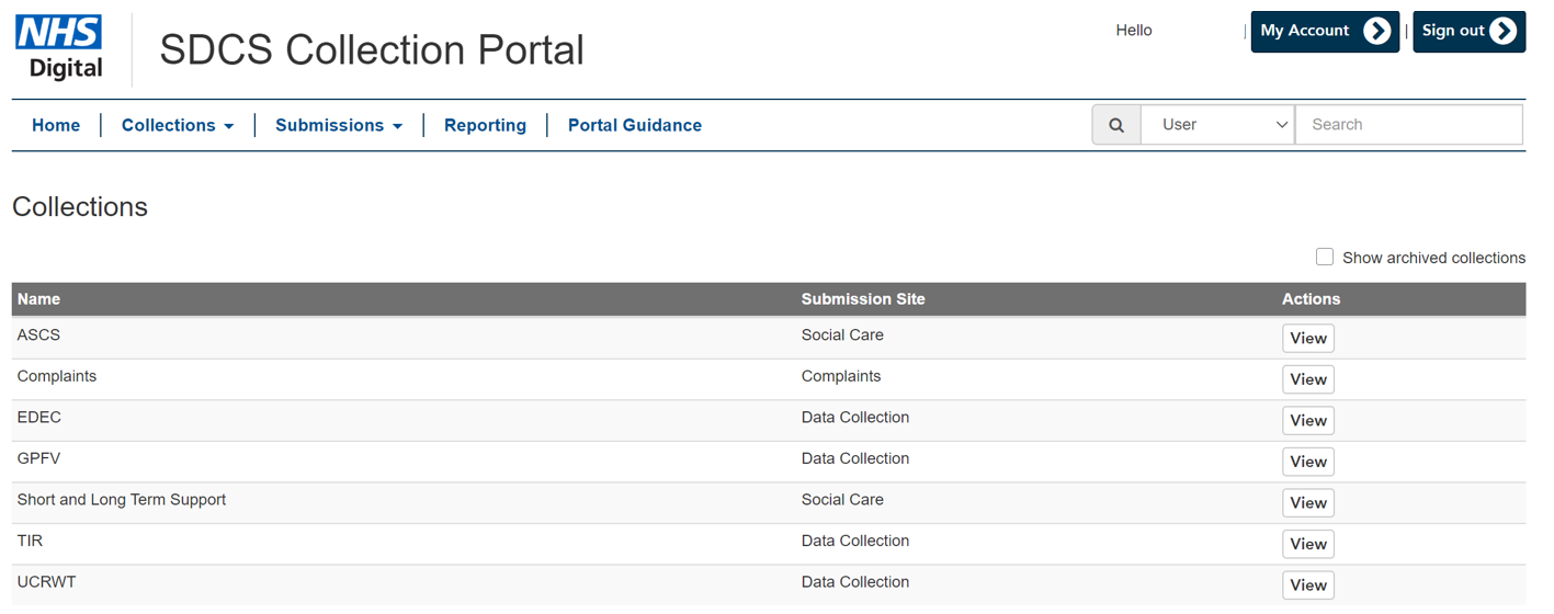Image of Collections tab