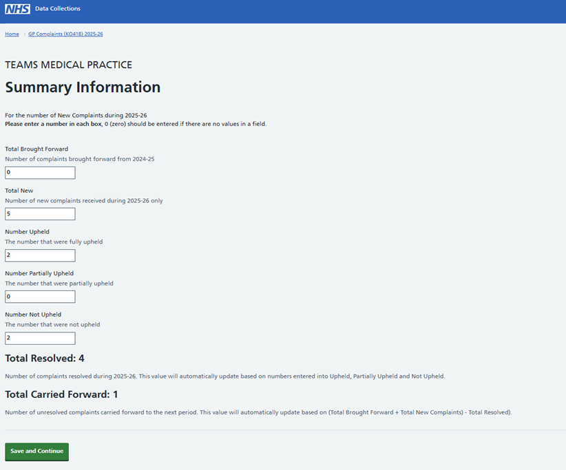 Screenshot of SDCS system showing the Summary Information screen.