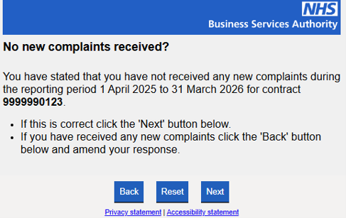 No new complaints received?