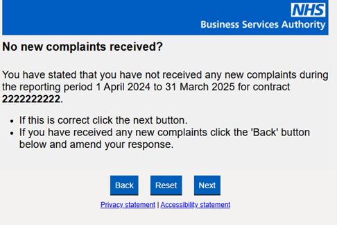 No new complaints received?