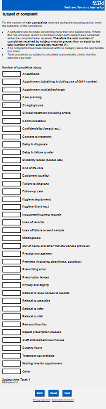 subject of complaint