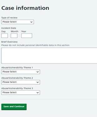 case information screen