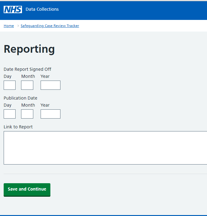 Reporting screen