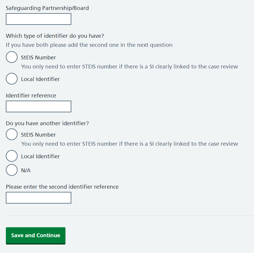 safeguarding case review tracker basic case details screen