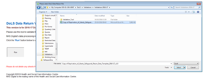 DoLS data return desk top screen