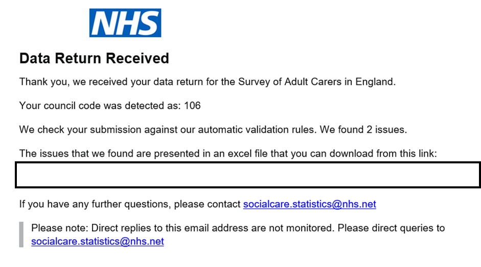 Data return received email
