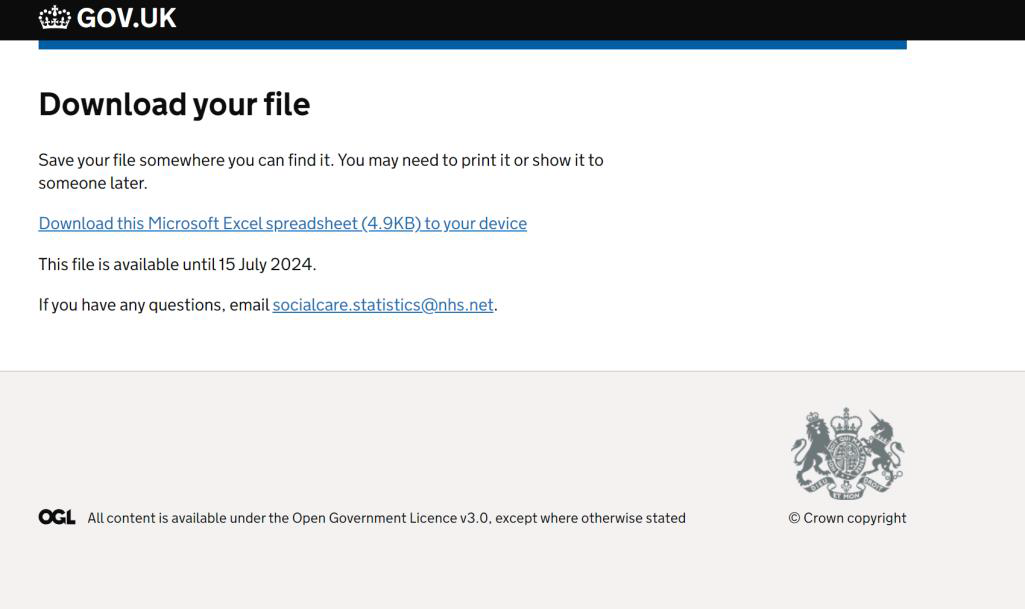 validation report gov.uk download your file screen
