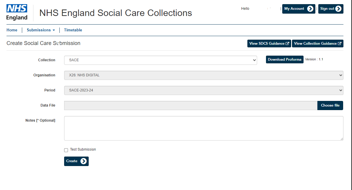 NHS England submission portal choose file highlighted