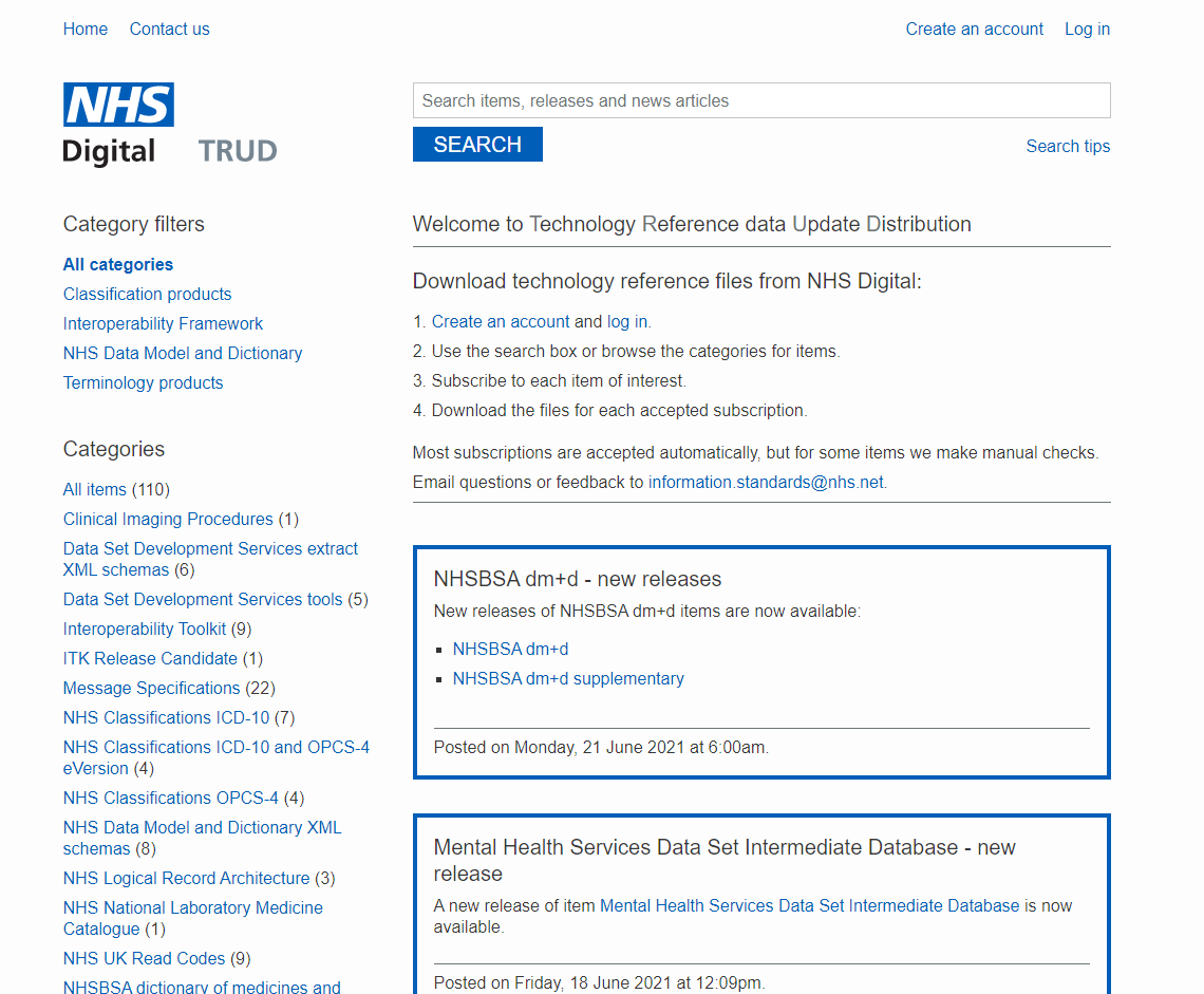Screenshot of the TRUD website homepage