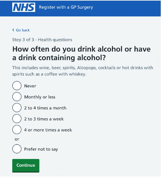 Register for a GP service registration form