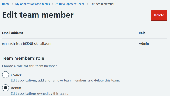 Edit team member