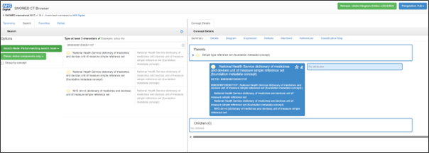 Search screen for Unit of Measurement in Termbrowser