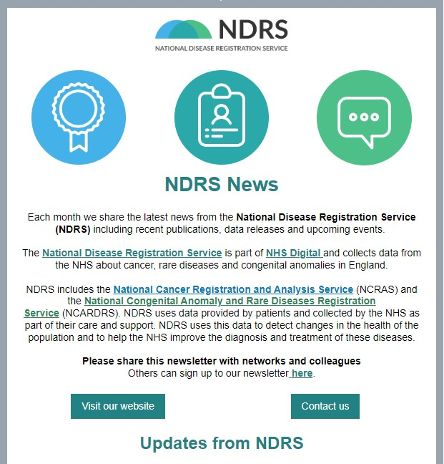 Screenshot of NDRS newsletter