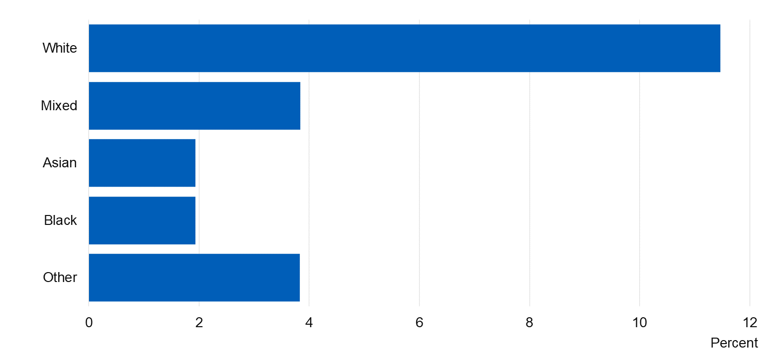 Chart showing proportion of pupils how drank in the last week by ethnicity