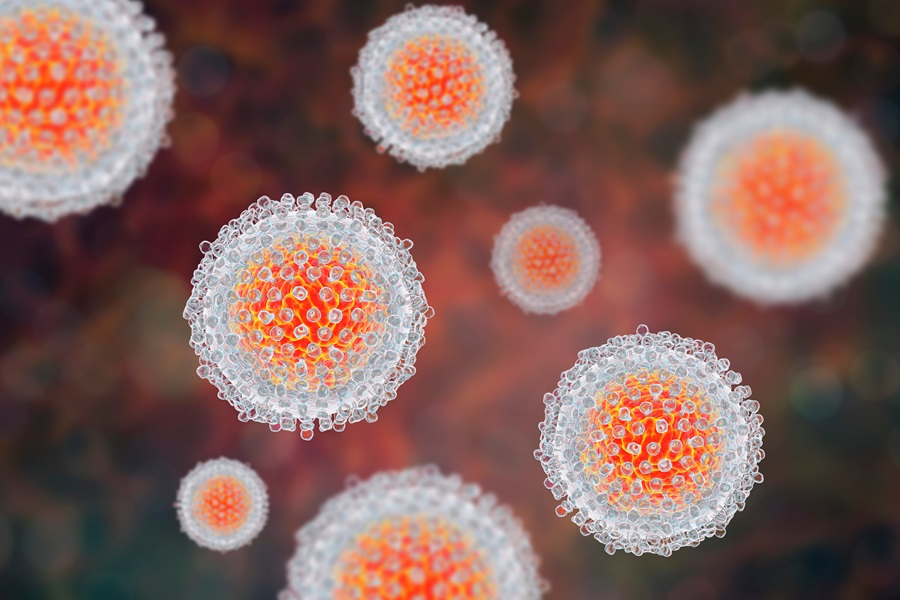 stock image of virus under a microscope