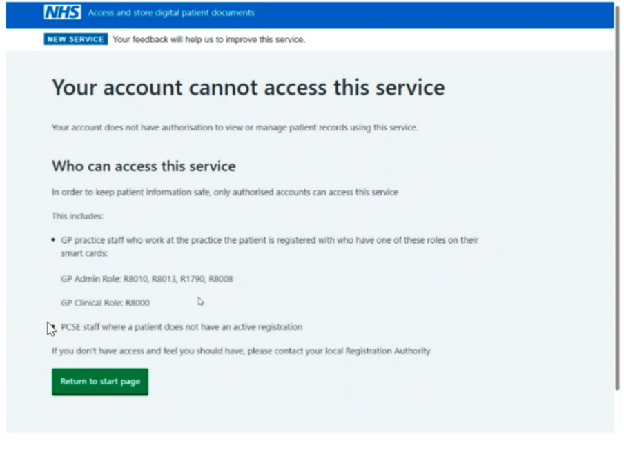 Your account can not access this service