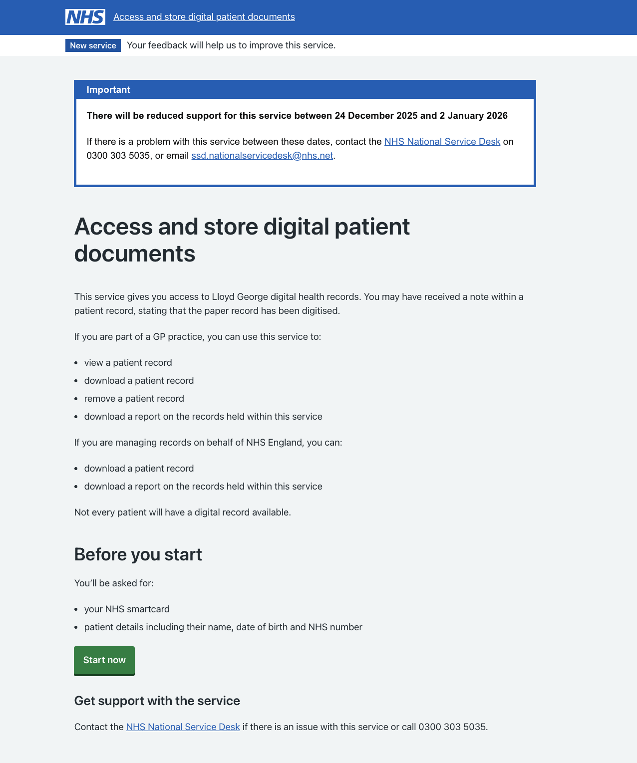 Screenshot of access and store banner