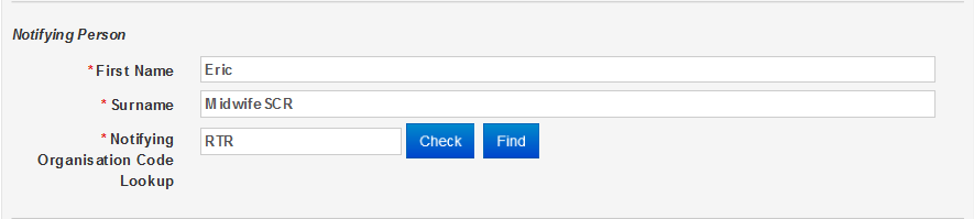 Notifying person details