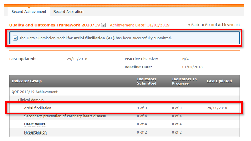 image showing see a message confirming your achievement has been successfully submitted
