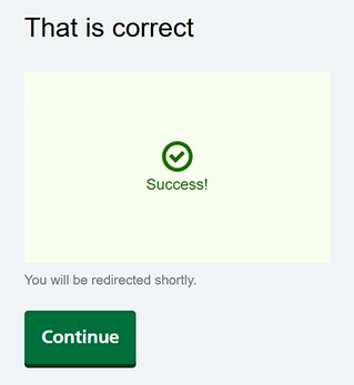 CIS self service profile CAPTCHA success message