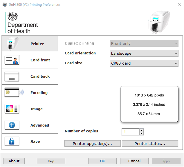 Smartcard printing preferences