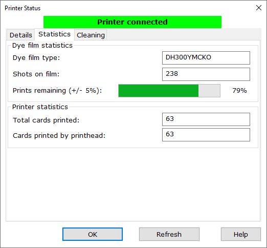 Smartcard printer prints remaining