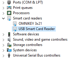 USB Smart Card Reader in Device Manager